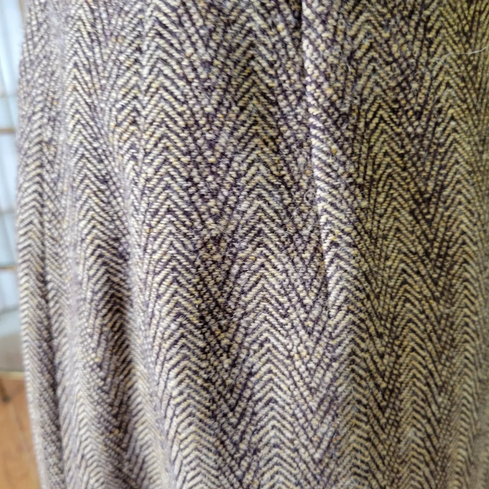 Vintage Harv'e Benard Sport Brown Wool Tweed Skirt With Fringe Size 10 - Picture 4 of 14